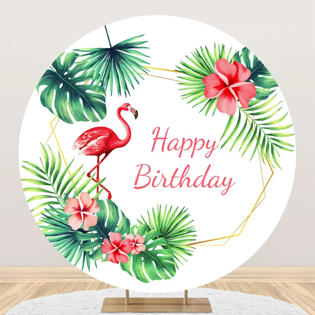 Laeacco Happy Birthday Flamingo Round Backdrop Tropical Palm Leaves Flowers Child Adult Birthday Portrait Photography Background
Laeacco Happy Birthday Flamingo Round Backdrop Tropical Palm Leaves Flowers Child Adult Birthday Portrait Photography Background