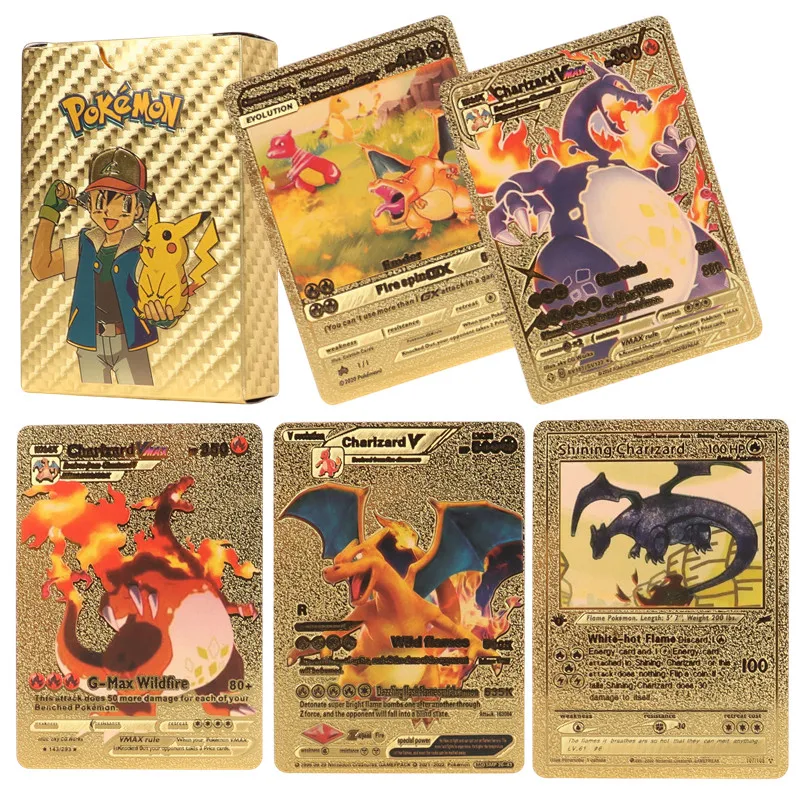 Golden DIY Pokemon cards 55Pcs/Box English version Pikachu Charizard Vmax Vstar EX Shiny Card Birthday gift for children
Golden DIY Pokemon cards 55Pcs/Box English version Pikachu Charizard Vmax Vstar EX Shiny Card Birthday gift for children
