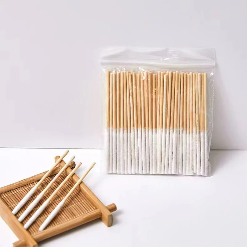 

1 Bag 60pcs Bamboo Cotton Stick Swabs Buds With Long Cotton Head For Eyebrow Lips Eyeline Permanent Tattoo Makeup Cosmetics