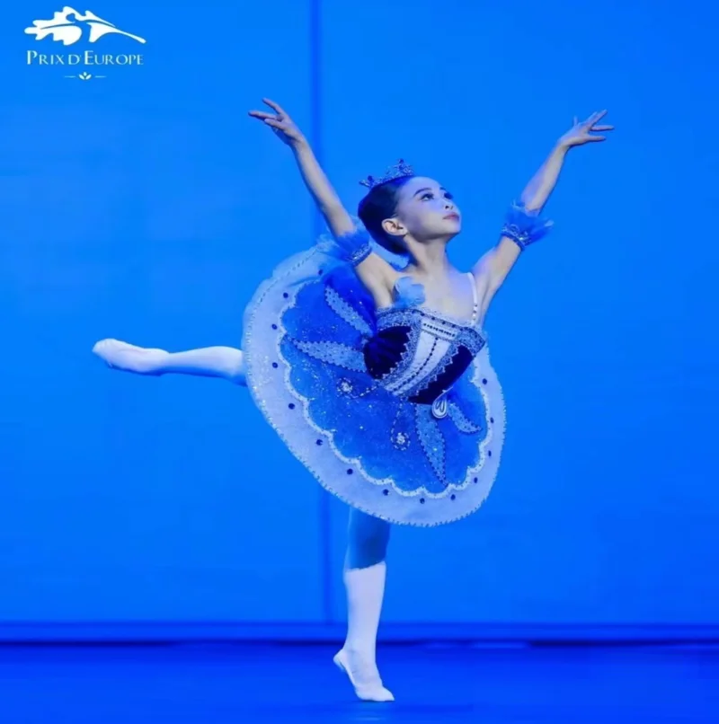 

High-end tailor-made gradient blue bird variation tutu competition performance dance costume