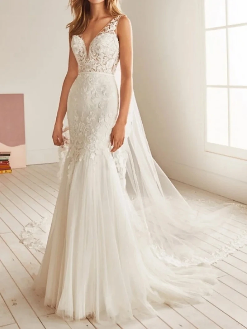 Pretty Wedding Dresses Classic Mermaid For Brides Sweetheart Gowns Lace Applique Spaghetti Straps Vintage Vestidos De Novia 2024
Pretty Wedding Dresses Classic Mermaid For Brides Sweetheart Gowns Lace Applique Spaghetti Straps Vintage Vestidos De Novia 2024