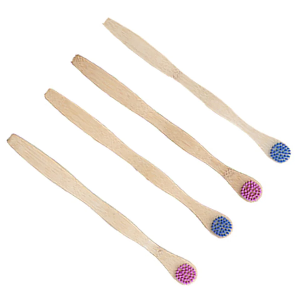 

4pcs Natural Toothbrushes Bamboo Coated Tongue for Deeply Cleaning Tool (Blue and Violet for Each 2pcs)
