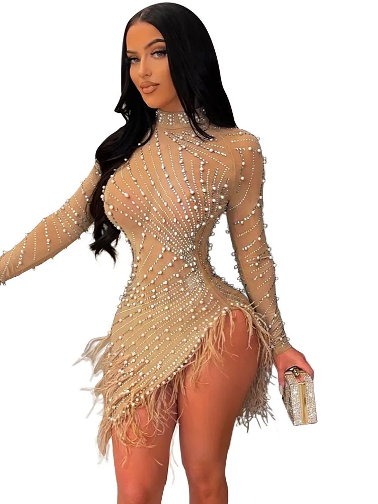 Sexy Mesh Rhinestone Tassel Bodycon Mini Dress For Women Nightclub See Through Outfits Party Short Prom Dresses Women Evening
Sexy Mesh Rhinestone Tassel Bodycon Mini Dress For Women Nightclub See Through Outfits Party Short Prom Dresses Women Evening