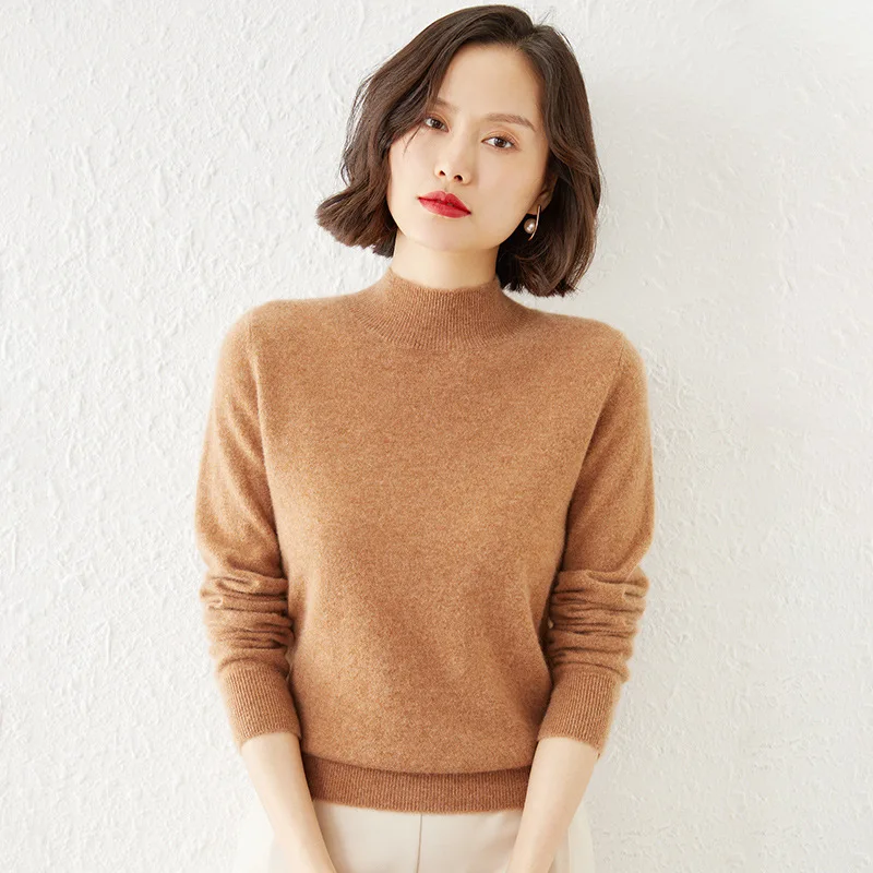 

Korean Turtleneck Stretch Slim Knitted Pullovers Woman 2023 Winter Plus Velvet Sweater Casual Fleece Lined Warm Knitwear Tops