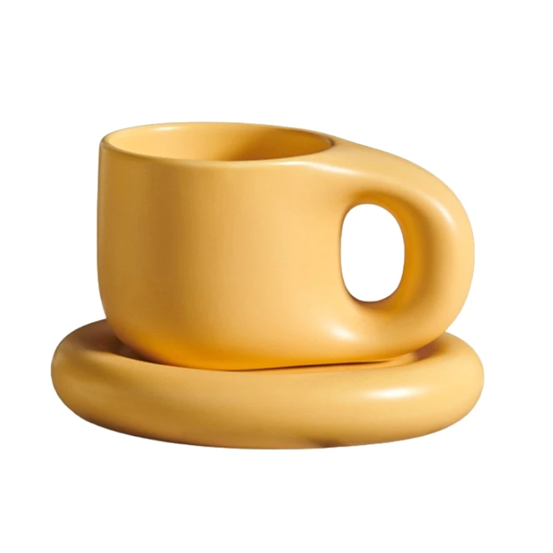 

Керамическая кружка в скандинавском стиле, 400 мл, кружка с толстой ручкой, семейная чашка для завтрака, кофе с подносом, посуда для напитков, десертная чашка для пары мороженого