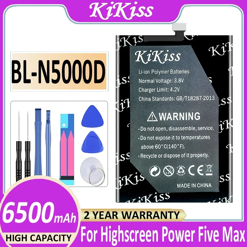 

KiKiss Powerful 6500mAh Battery BL-N5000D For Highscreen Power Five Max FiveMax Bateria