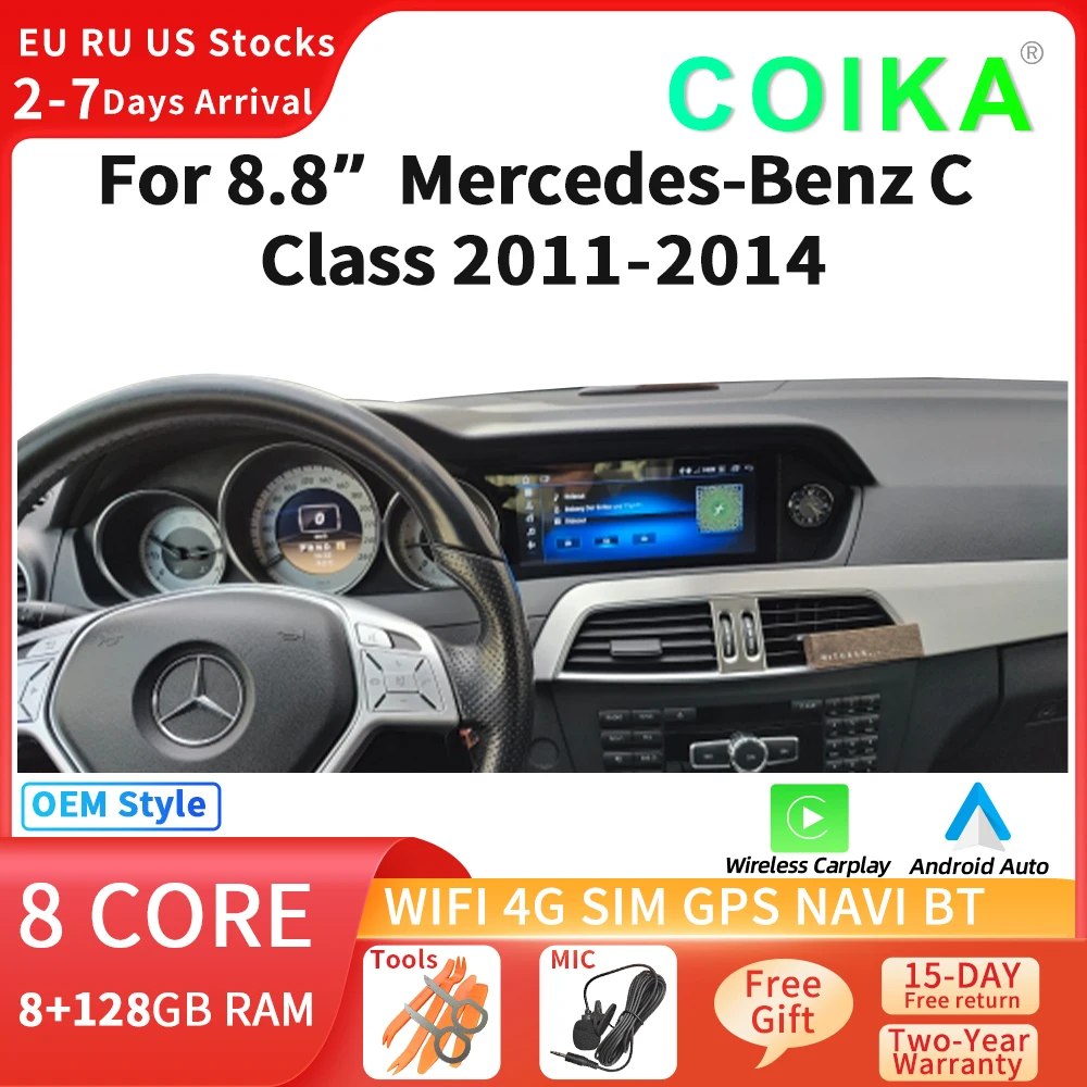 COIKA 8.8 IPS сенсорный экран Carplay радио для Mercedes W204 2011-2014 8 + 128 Гб RAM GPS Navi Head Unit Player
COIKA 8.8 IPS сенсорный экран Carplay радио для Mercedes W204 2011-2014 8 + 128 Гб RAM GPS Navi Head Unit Player
