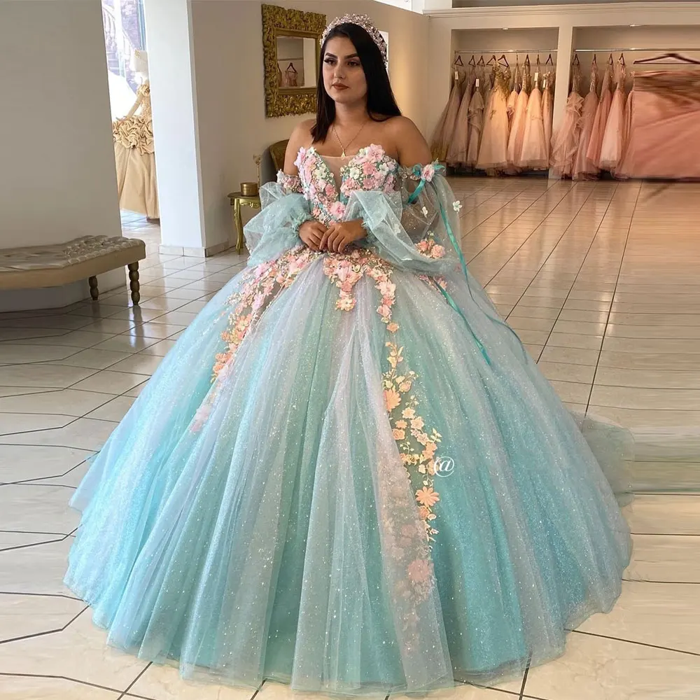 Blue Sweetheart Detachable Puffy Sleeves Quinceanera Dress 2022 Flower Backless Sweet 15 16 Birthday Prom Party Gala Custom Made
Blue Sweetheart Detachable Puffy Sleeves Quinceanera Dress 2022 Flower Backless Sweet 15 16 Birthday Prom Party Gala Custom Made