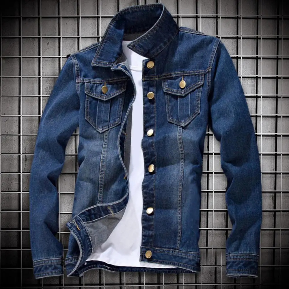 Trendy Men Denim Jacket Retro Solid Color Vintage Pure Color Buttons Denim Coat Male Denim Coat Streetwear
Trendy Men Denim Jacket Retro Solid Color Vintage Pure Color Buttons Denim Coat Male Denim Coat Streetwear