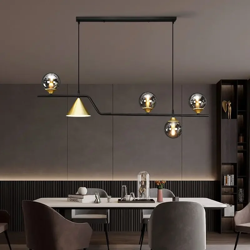 

Современная светодиодная потолочная люстра со стеклянными шариками для кухни, обеденных столов, письменных столов, подвесной светильник для комнаты, домашний декор, черное интерьерное освещение