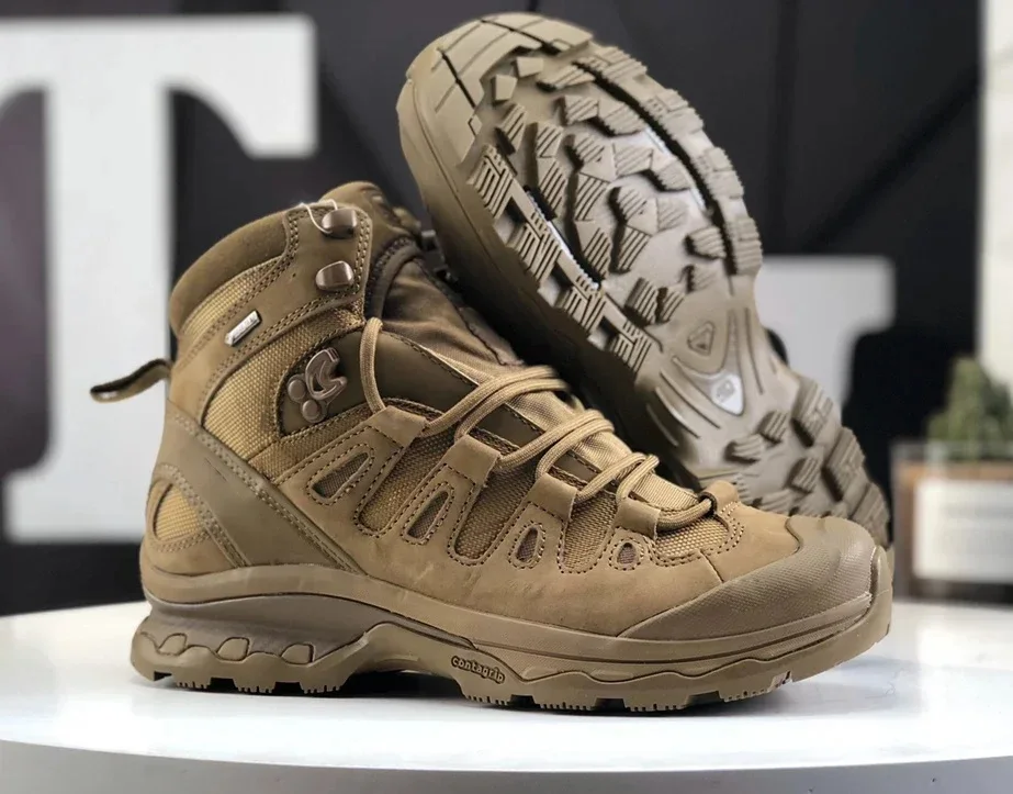 

Men`s genuine leather GTX Waterproof hiking trekking Boots mens outdoor Shockproof Desert Boots Tactical Military Combat shoes