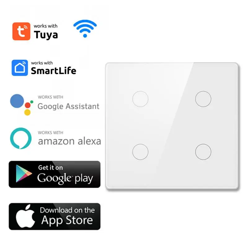 

Tuya Brazil WiFi Light Wall Switch,Touch-Sensor Smart Interruptor 4/6 Gang ,Work with Alexa, Home