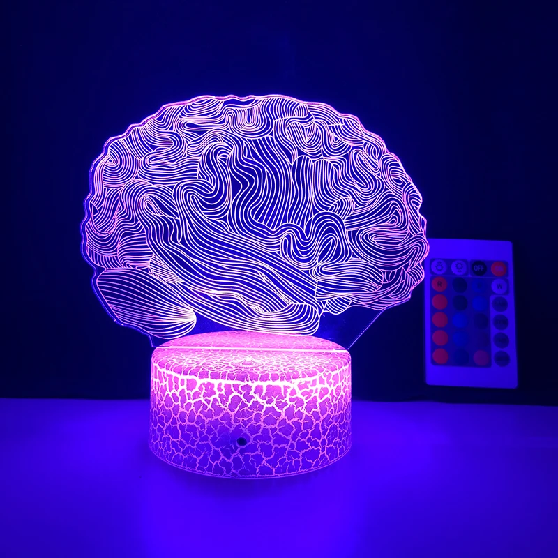 

Brain Shape 3D Illusion Lamp Change Touch Switch LED Night Light Acrylic Desk lamp Atmosphere Novelty Lighting