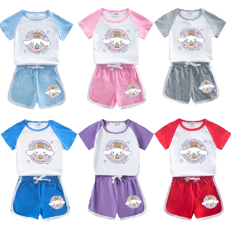 Kawaii Sanrio Cinnamoroll Kids T-shirt Cartoon Printing Children's Short-sleeved Set Summer Cute Casual Shorts Two-piece Set
Kawaii Sanrio Cinnamoroll Kids T-shirt Cartoon Printing Children's Short-sleeved Set Summer Cute Casual Shorts Two-piece Set