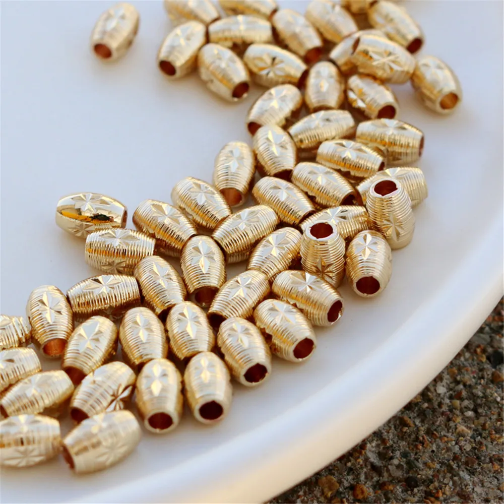 5 * 7mm Cut Rice Bead Large Hole 14K Gold Plated Spacer Beads for DIY Jewelry Making Components Bracelets Accessories
5 * 7mm Cut Rice Bead Large Hole 14K Gold Plated Spacer Beads for DIY Jewelry Making Components Bracelets Accessories