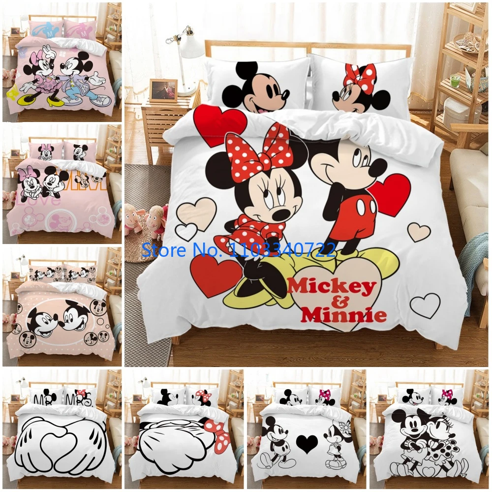 

Anime Mickey Minnie Mouse Love Kids Duvet Cover Set 3D Print Comforter Cover Bedclothes for Boy Girl Bedding Sets Bedroom Decor