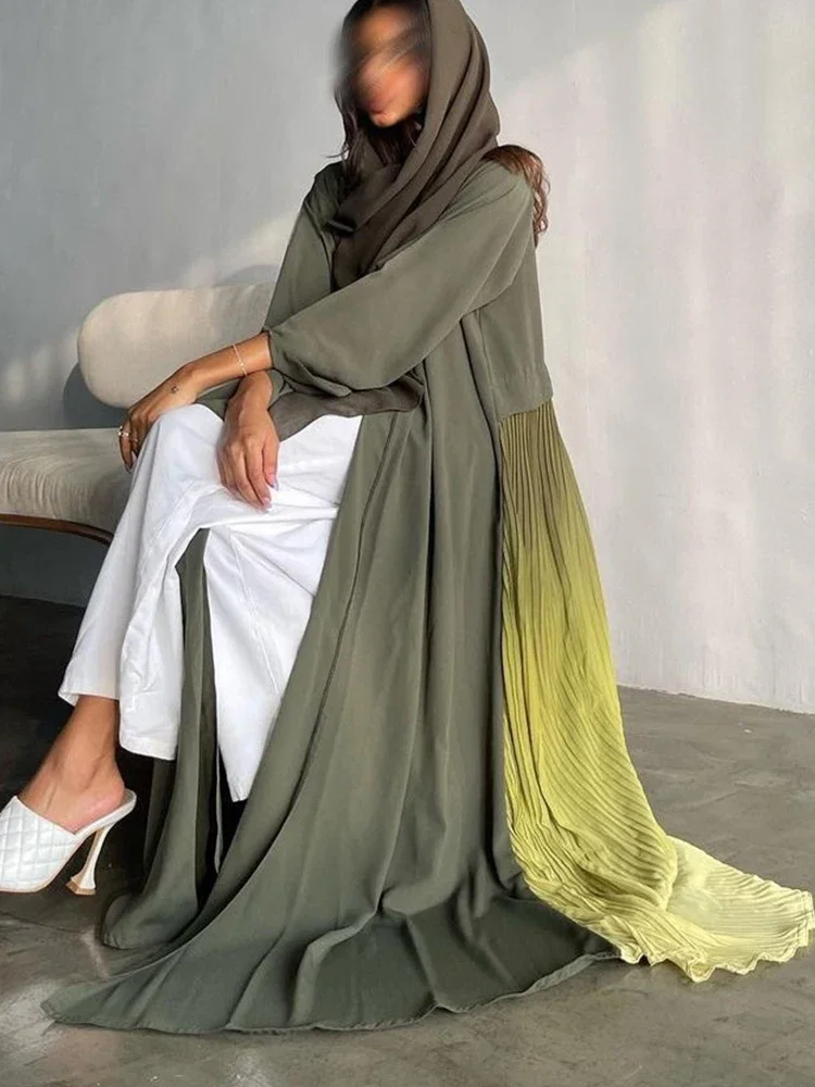 

ИД, мусульманская абайя для женщин, плиссированные шифоновые Абайи, саудовская, Арабская, женское платье, Рамадан, макси платья, марокканский кафтан, длинный халат 2024