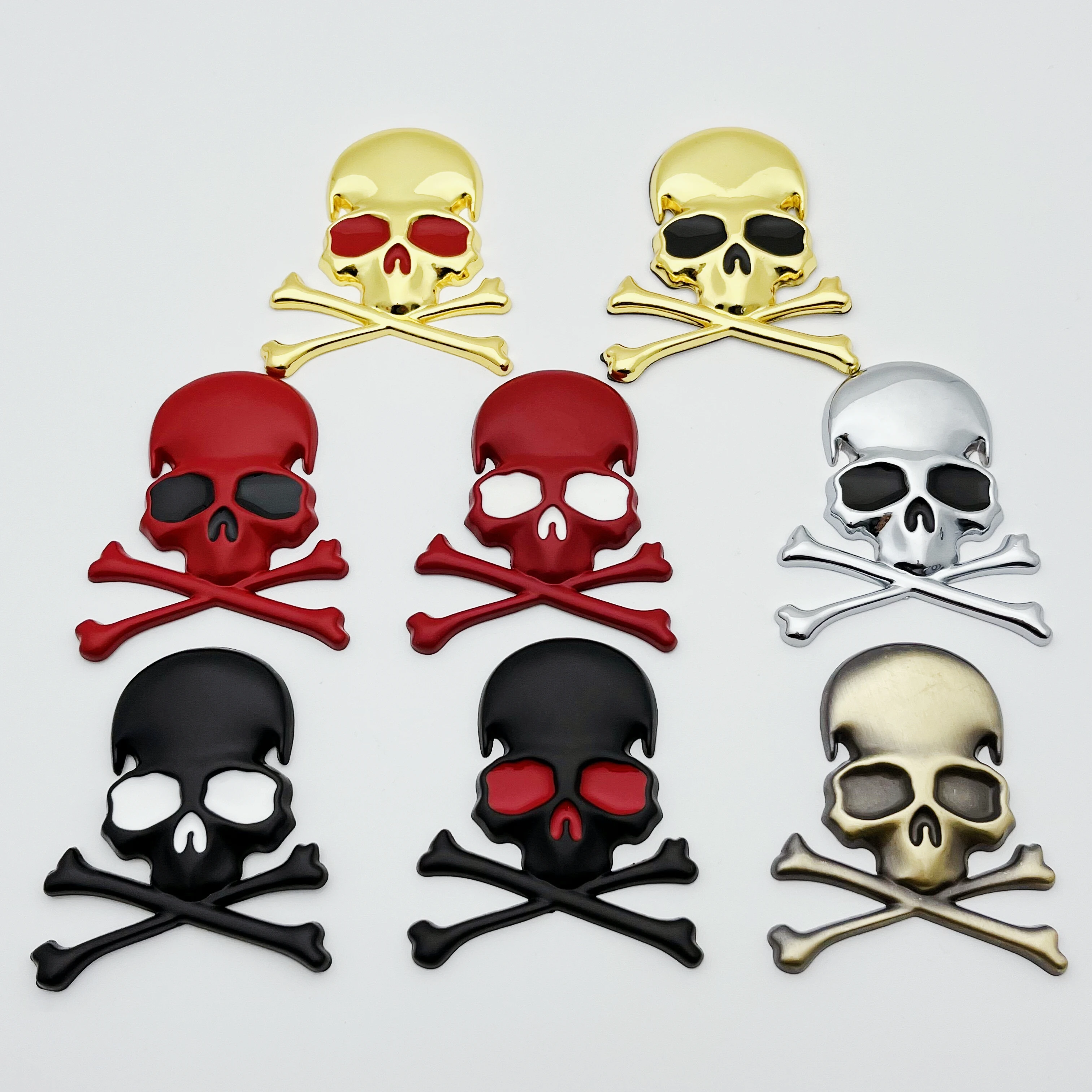 

3D Metal 60mmx70mm Skull Skeleton Crossbones Car Motorcycle Stickers Truck Label Emblem Badge Car Styling Decoration Accessories