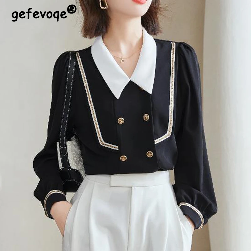Women Korean Fashion Lace Patchwork Chic Shirts Office Lady Elegant Business Casual Blouses Spring Autumn Long Sleeve Loose Tops
Women Korean Fashion Lace Patchwork Chic Shirts Office Lady Elegant Business Casual Blouses Spring Autumn Long Sleeve Loose Tops