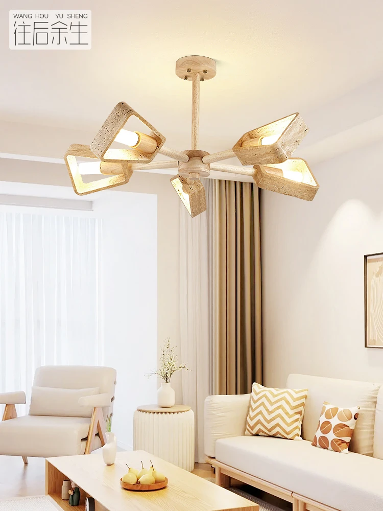 Huangdong Stone Cream Wood Style Living Room Pendant Light Japanese Style Silent Wind Main Light Restaurant Master 
Huangdong Stone Cream Wood Style Living Room Pendant Light Japanese Style Silent Wind Main Light Restaurant Master