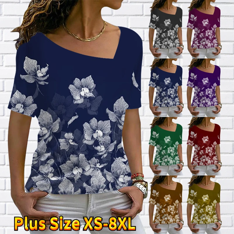 2023 Women's Flower Printing Short Sleeve Everyday Casual Pullover Summer V-Neck Fashion Loose Top Simple Style T-Shirt XS-8XL
2023 Women's Flower Printing Short Sleeve Everyday Casual Pullover Summer V-Neck Fashion Loose Top Simple Style T-Shirt XS-8XL