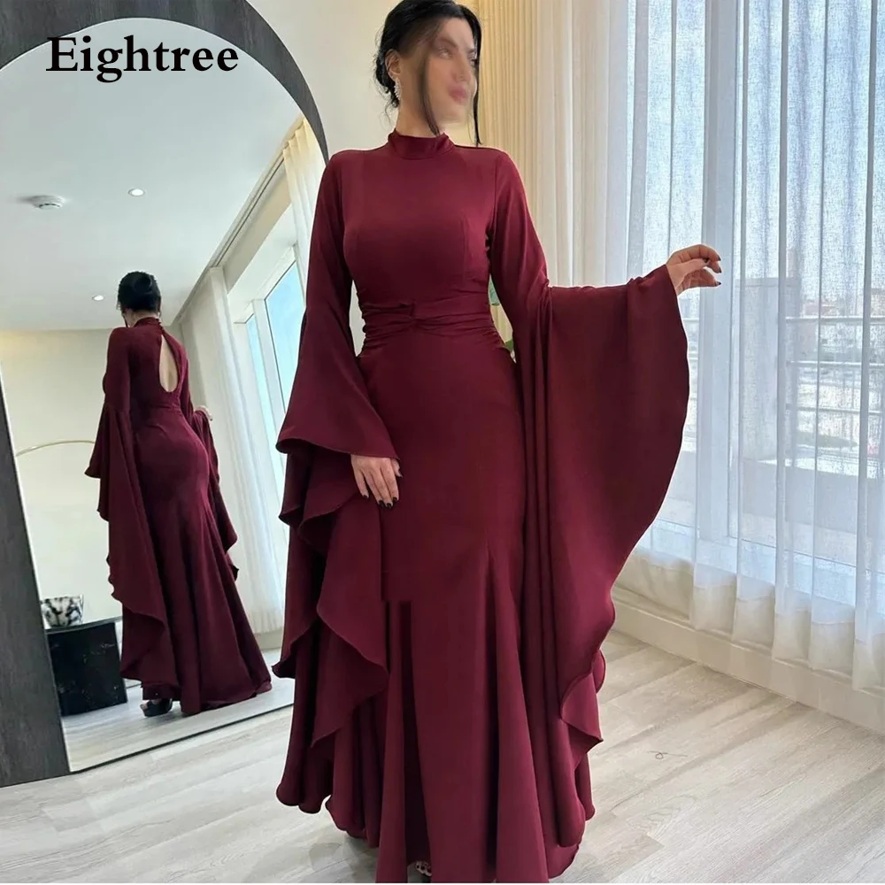 Eightree Vintage Burgundy Mermaid Evening Party Dresses Long Sleeve High Neck Arabic Dubai Foraml DressProm Party Gowns Backless
Eightree Vintage Burgundy Mermaid Evening Party Dresses Long Sleeve High Neck Arabic Dubai Foraml DressProm Party Gowns Backless