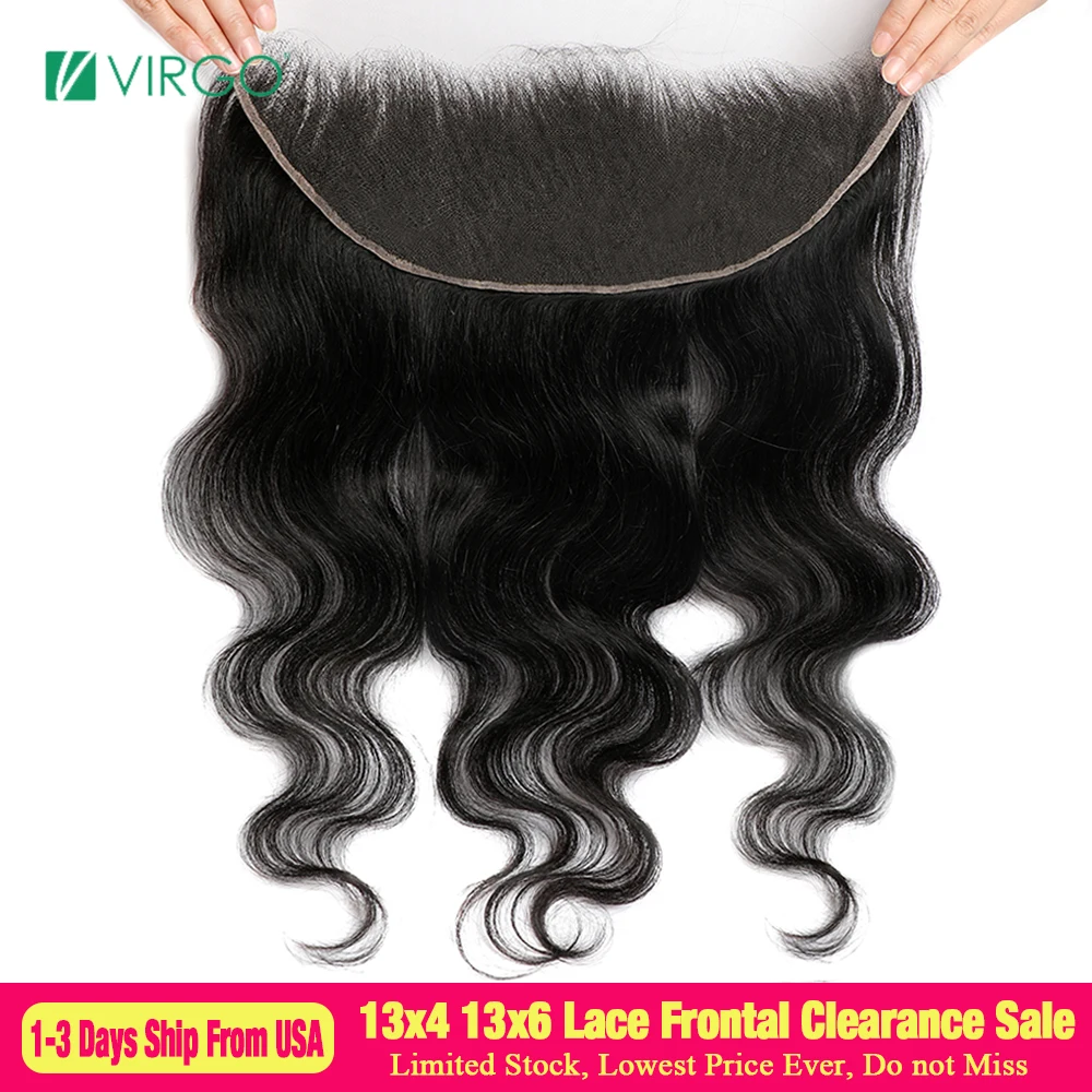 

Virgo 13X4 13X6 Lace Frontal Only Body Wave Hd Transparent Lace Frontal Human Hair Brazilian Bleached Knots Preplucked Remy Hair