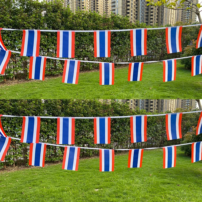 

Aerlxemrbrae 14*21cm 20pcs/lot Thaila bunting flags Thailand string Triangular Flag Buntings Festival Party Holiday