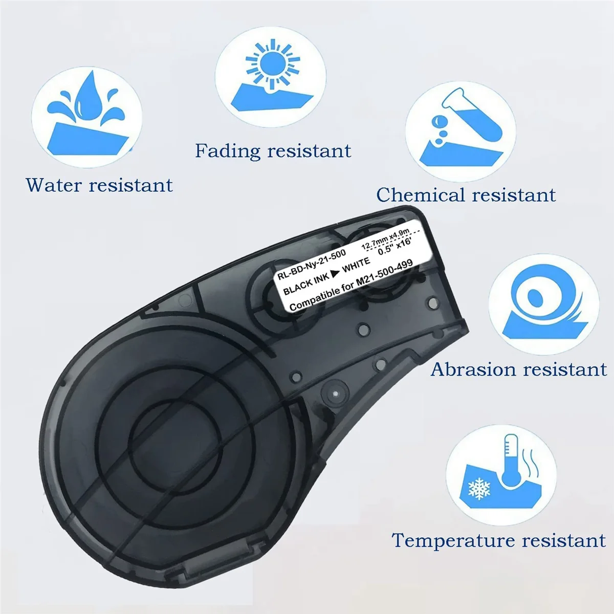 4 Pack Label Tape for M21-500-499-TB Cartridge, Nylon Labels Tape,Black on White 16 Inch Length 0.5 Inch Width
4 Pack Label Tape for M21-500-499-TB Cartridge, Nylon Labels Tape,Black on White 16 Inch Length 0.5 Inch Width
