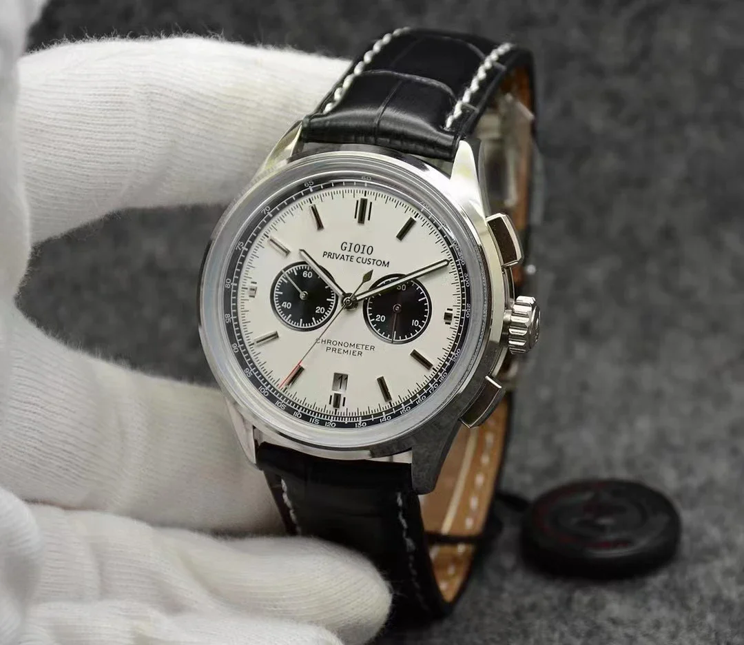 

Luxury Mens Quartz Chronograph Watch Stopwatch Black Blue Green Leather Stainless Steel Luminous Sapphire Calendar