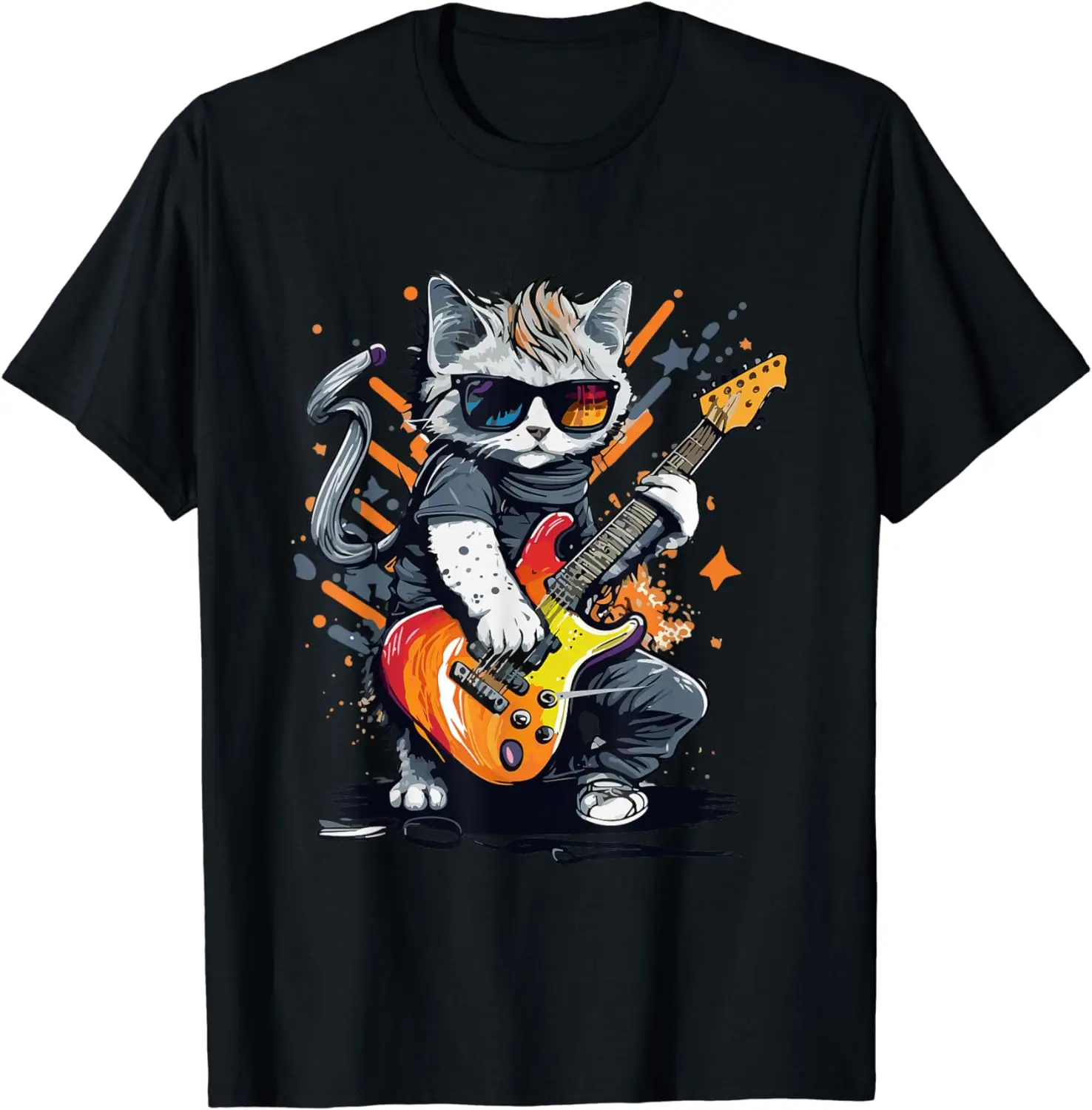 Rock Cat Playing Guitar Funny Guitar Cat T-Shirt for Men Women Kids Music Festival Clothes Graphic T Shirts Cotton Print Casual
Rock Cat Playing Guitar Funny Guitar Cat T-Shirt for Men Women Kids Music Festival Clothes Graphic T Shirts Cotton Print Casual