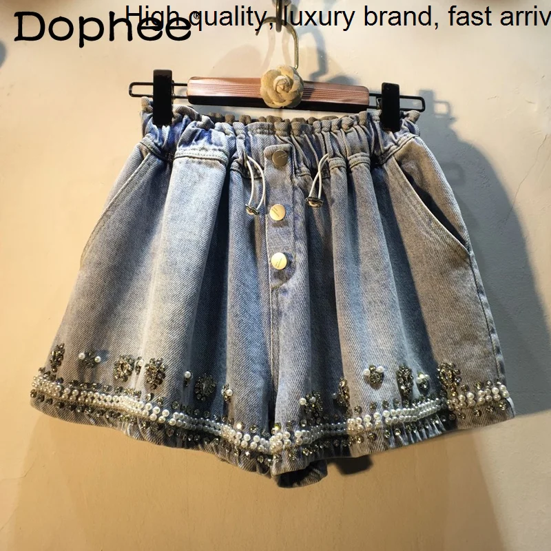Beaded Exquisite Rhinestone Women's Denim High Waist Slimming Wide-Leg Jean Shorts 2023 Spring Summer New Short Pants Hot
Beaded Exquisite Rhinestone Women's Denim High Waist Slimming Wide-Leg Jean Shorts 2023 Spring Summer New Short Pants Hot
