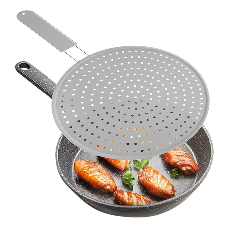 Silicone Kitchen Splatter Screen with Handle Heat-resisting Oil Splash Guard Drain Board Cover Kitchen Accessories Gadgets
Silicone Kitchen Splatter Screen with Handle Heat-resisting Oil Splash Guard Drain Board Cover Kitchen Accessories Gadgets