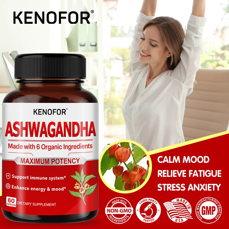 

Organic Ashwagandha Capsules Promote A Good, Restful Night's Sleep, Improved Focus and Energy, Mood, and Immune Support