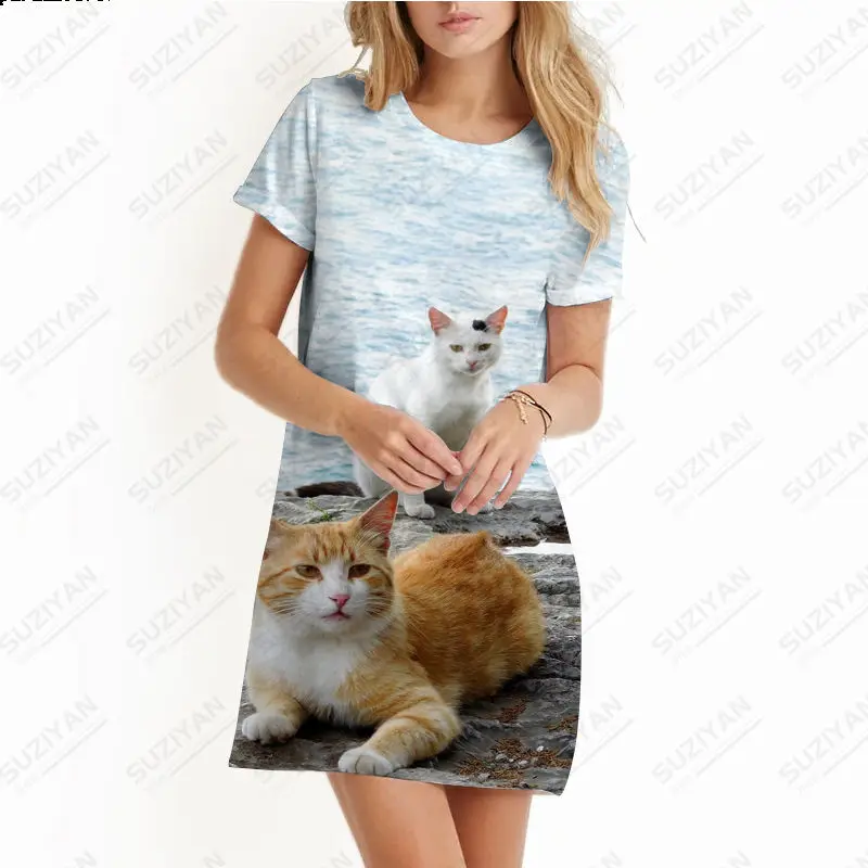 Fashion New Spring/Summer Women's Dress Cat Dog Pig Animal 3D Print Beach Skirt Round Neck Short Sleeve Cute Girl A-line Skirt
Fashion New Spring/Summer Women's Dress Cat Dog Pig Animal 3D Print Beach Skirt Round Neck Short Sleeve Cute Girl A-line Skirt