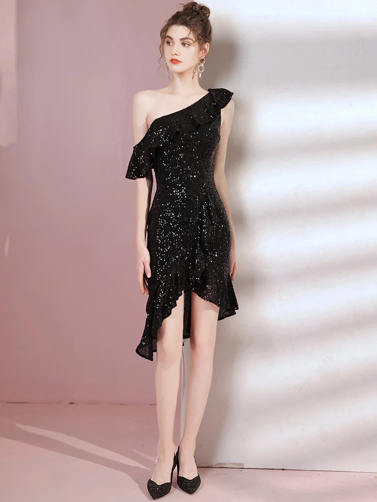 Black Evening Dress 2023 New Banquet Style Celebrity One Shoulder Party Fishtail Dress Women's Spring Festival
Black Evening Dress 2023 New Banquet Style Celebrity One Shoulder Party Fishtail Dress Women's Spring Festival