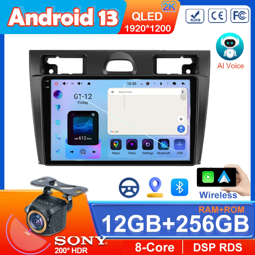 

Android 13 Car Radio For Ford Fiesta Mk VI 5 Mk5 2002-2008 Multimedia GPS Navigation Player Stereo Carplay Androidauto 2 Din DVD
