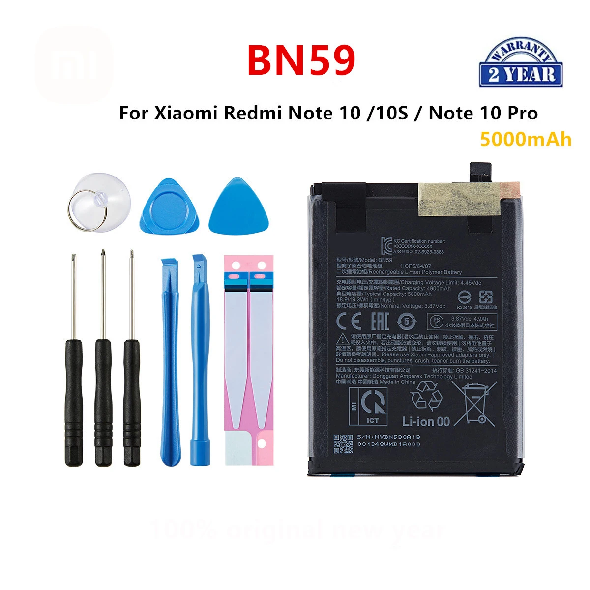 100% Orginal BN59 5000mAh Battery For Xiaomi Redmi Note 10 / 10S / Note 10 Pro 10pro Phone Replacement Batteries+Tools
100% Orginal BN59 5000mAh Battery For Xiaomi Redmi Note 10 / 10S / Note 10 Pro 10pro Phone Replacement Batteries+Tools