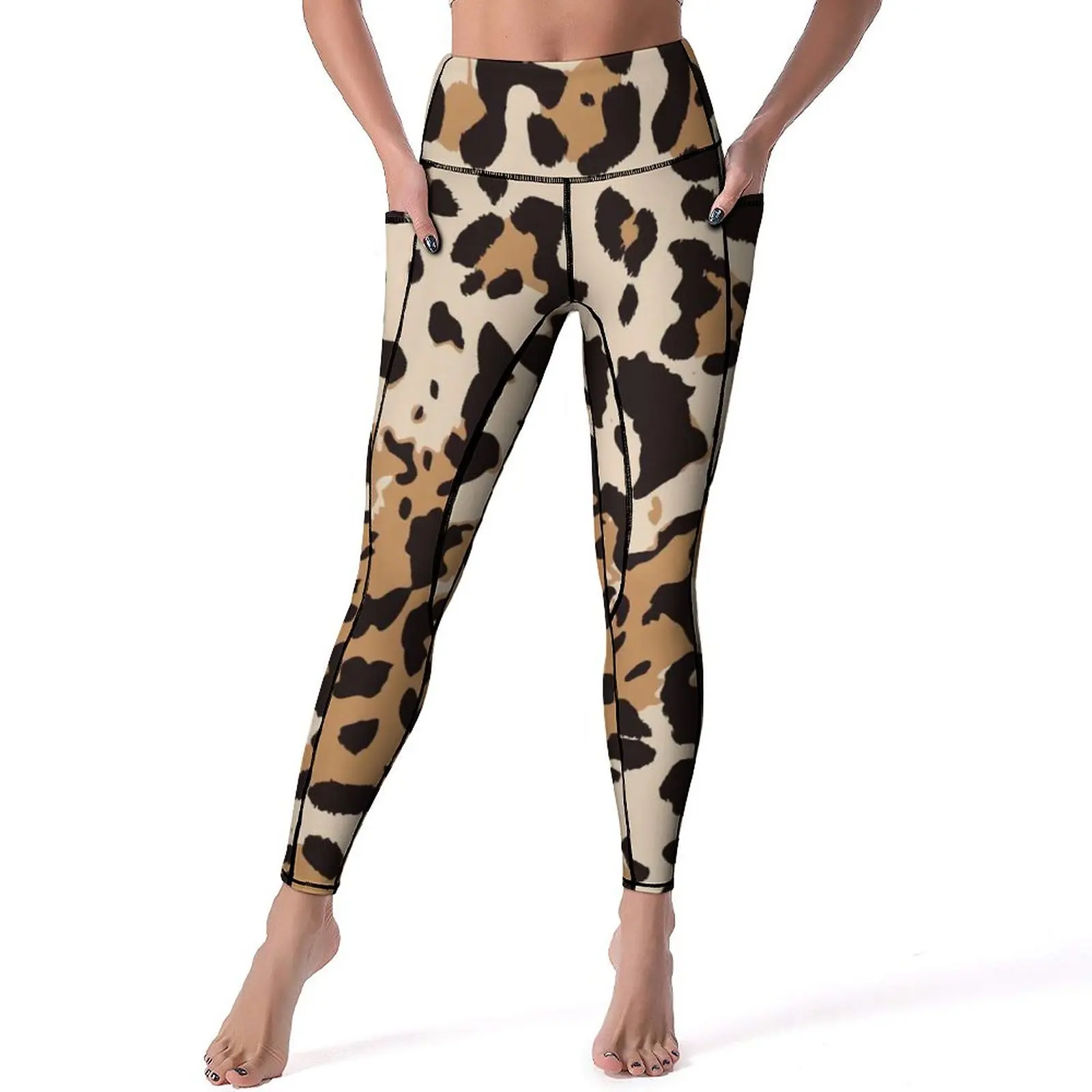 

Leopard Print Yoga Pants Sexy Animal Skin Abstract Design Leggings Push Up Workout Leggins Lady Fashion Stretchy Sport Legging