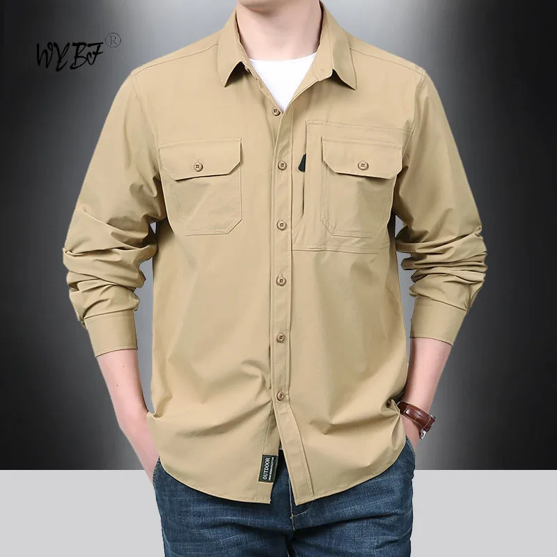 

Men's Clothing Military Tactical Shirts Multi-Pockets Work Cargo Shirts Climbing Clothes Nature Hiking Fishing Wear Men's Shirts