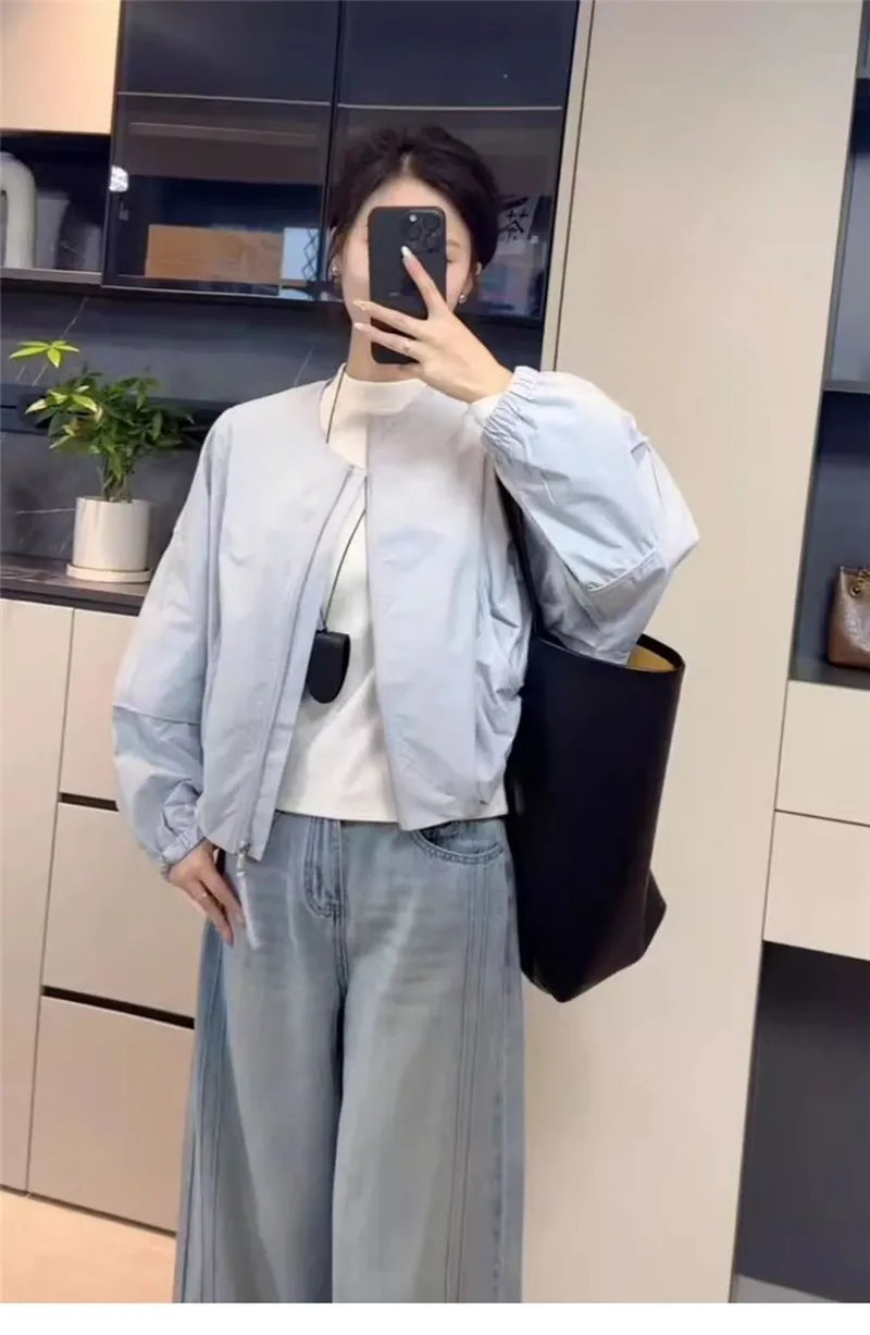 Korean Version Simple Women's Round Neck Solid Color Short Coat 2026 Spring New Female Casual Loose Jacket Joker Little Overwear 104 S85cd35667f254664bbadc03665003734H