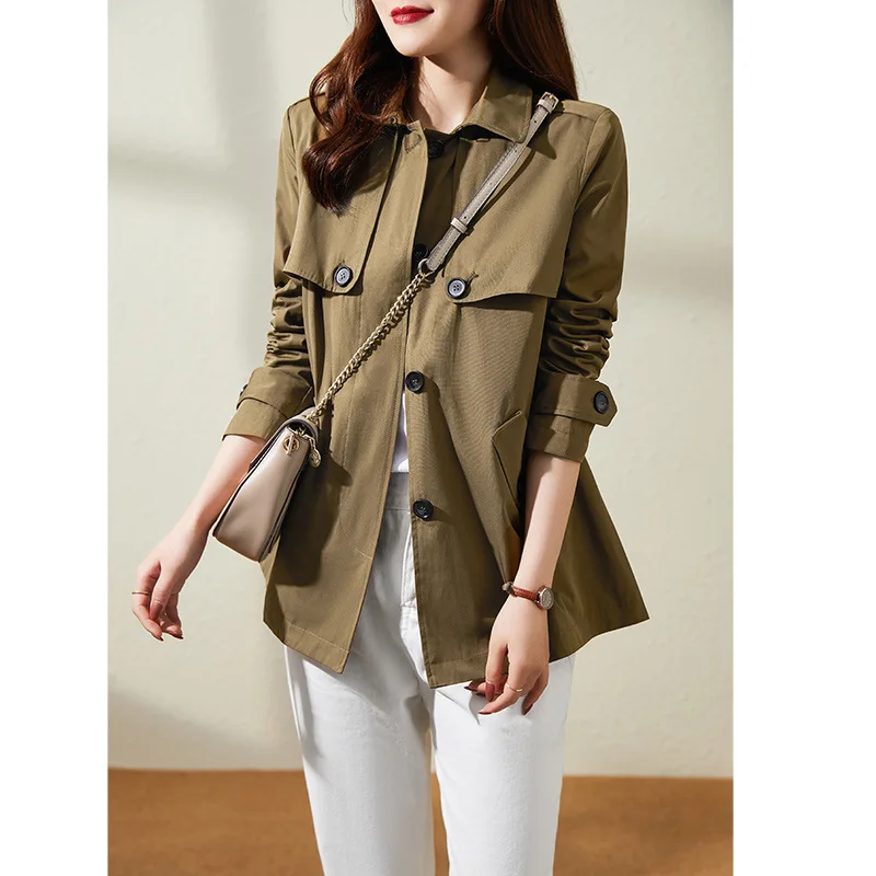 

Khaki Trench Coat Women's New Spring Outfit Short Spring Thin Coat Trendy Women's Clothing