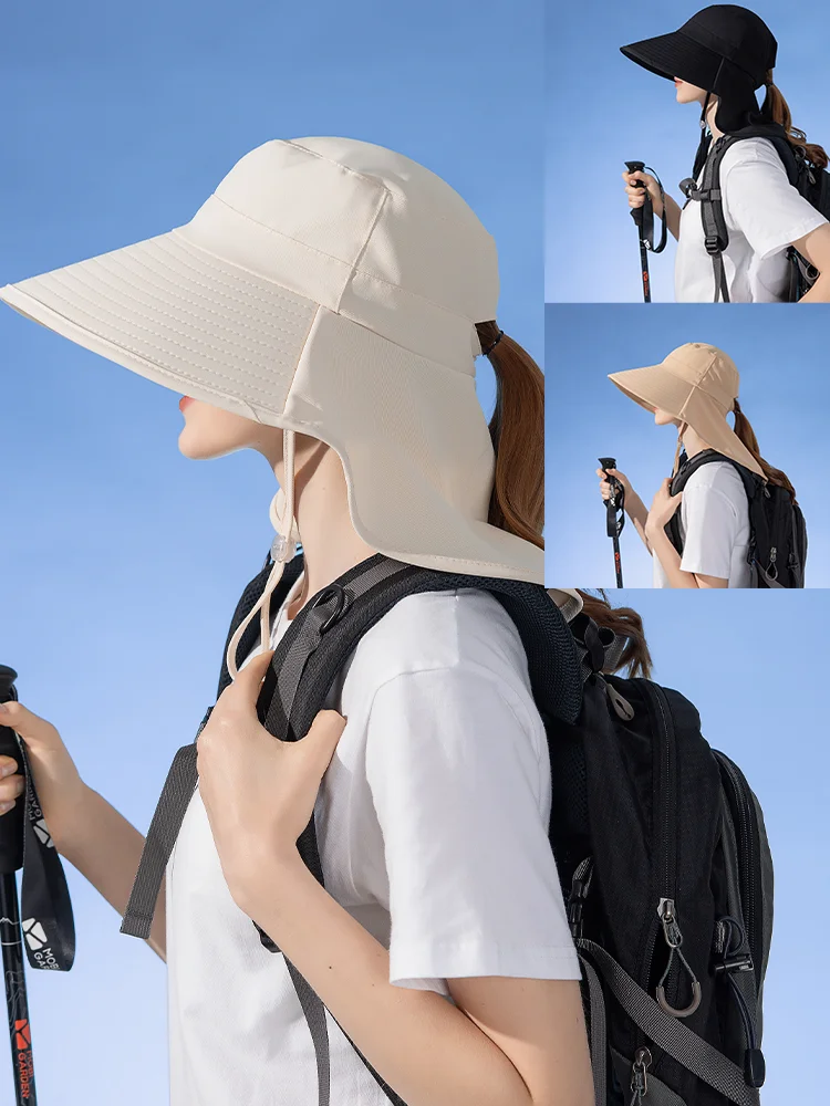 

Wide Brim Sun Hat for Women Summer Outdoor Hiking Camping Travel Ponytail Panama UV Protect Sunshade Beach Cap Female