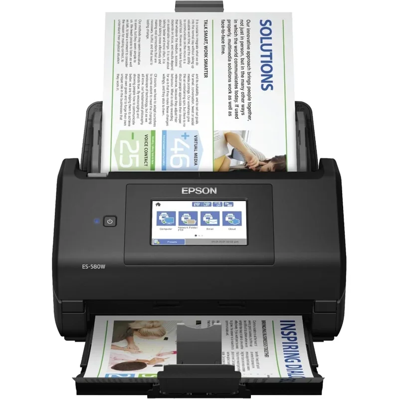 

Workforce ES-580W Wireless Color Duplex Desktop Document Scanner for PC andwith 100-sheet Auto Document Feeder (ADF)