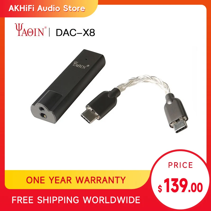 YAQIN DAC-X8 AK4493EQ Portable DAC Amplifier 768kHz/32Bit DSD512 with 3.5mm/2.5mm Output Port
YAQIN DAC-X8 AK4493EQ Portable DAC Amplifier 768kHz/32Bit DSD512 with 3.5mm/2.5mm Output Port