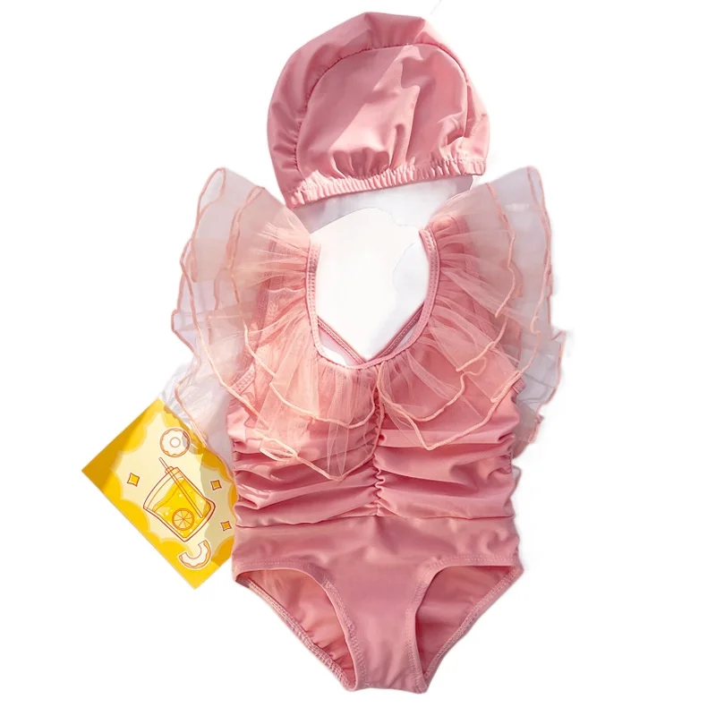 

Baby Girls Swimwear Set Cute Girl Princess Fashion One Piece Bodysuits+hat Infant Swimsuit Toddler Kids Hot Spring Vacation Swim