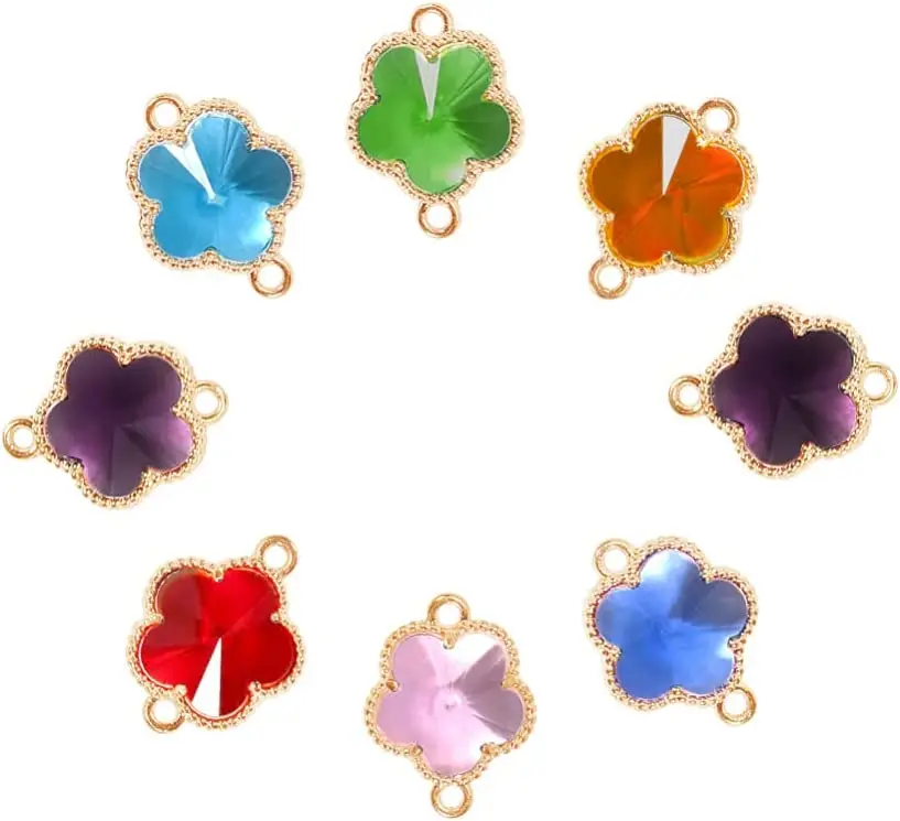 50 Pcs Glass Crystal Flower Charms 2-Holes Links Connectors with Alloy Open Back Bezel Findings for Jewelry Making
50 Pcs Glass Crystal Flower Charms 2-Holes Links Connectors with Alloy Open Back Bezel Findings for Jewelry Making
