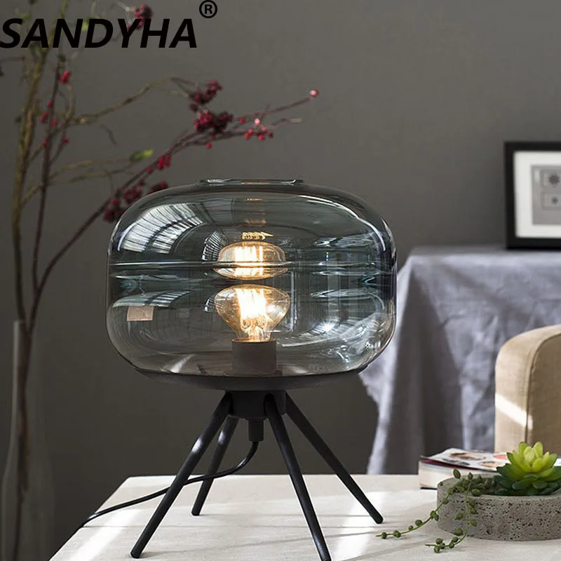 

SANDYHA Nordic Glass Table Lamp Led Minimalist Triangle Standing Desk Light for Home Bedroom Bedside Living Room Study Fixtures