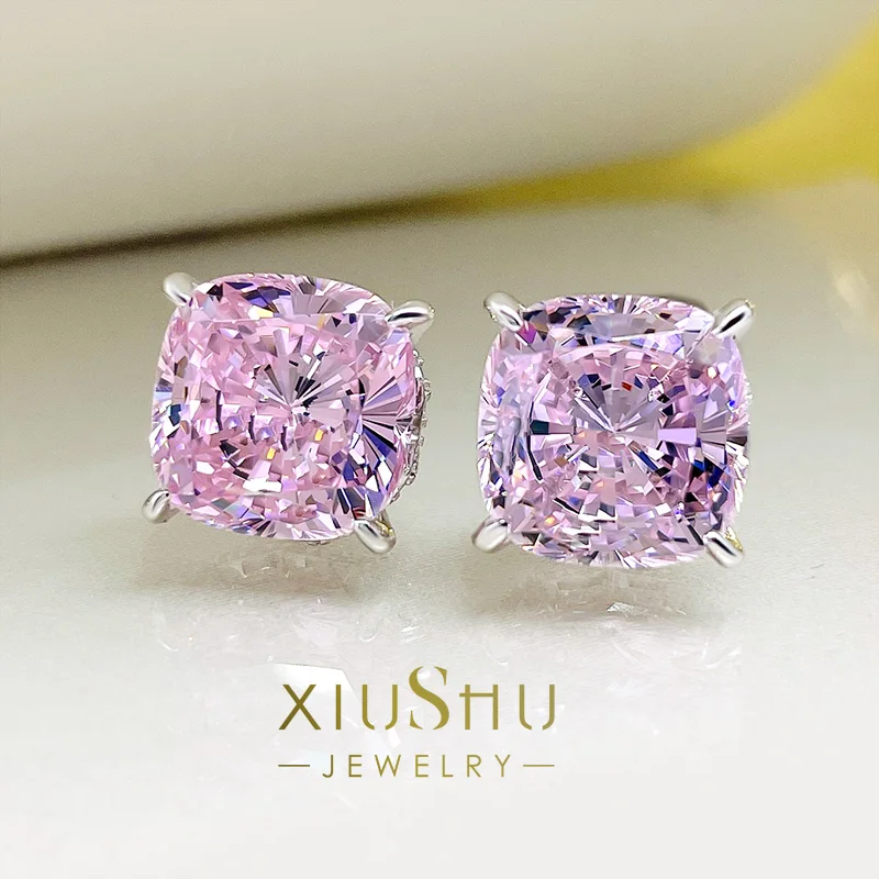 Super Flash 5-Carat Cherry Blossom Pink Diamond Earrings Imported High Carbon Fat Square Big Face Women Are Sli
Super Flash 5-Carat Cherry Blossom Pink Diamond Earrings Imported High Carbon Fat Square Big Face Women Are Sli