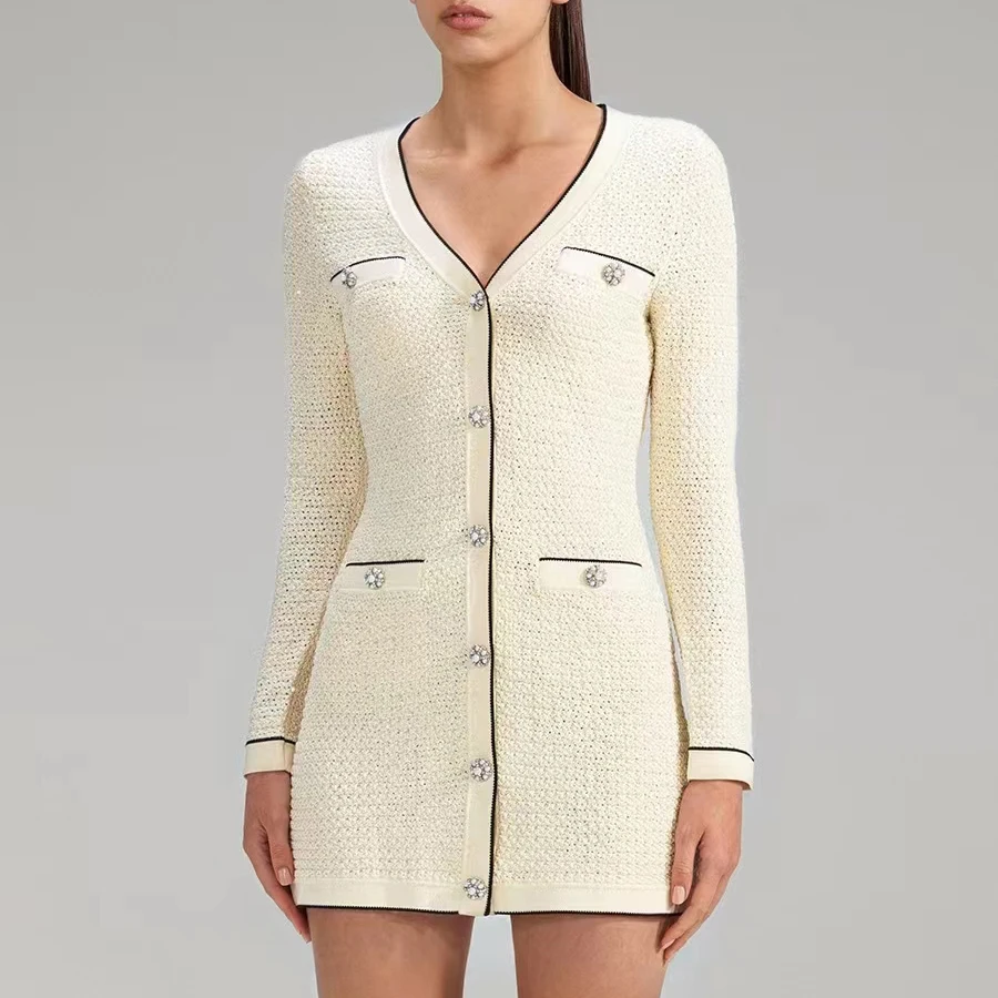 Женское трикотажное мини-платье с V-образным вырезом, однобортное приталенное женское платье с пряжкой
Женское трикотажное мини-платье с V-образным вырезом, однобортное приталенное женское платье с пряжкой